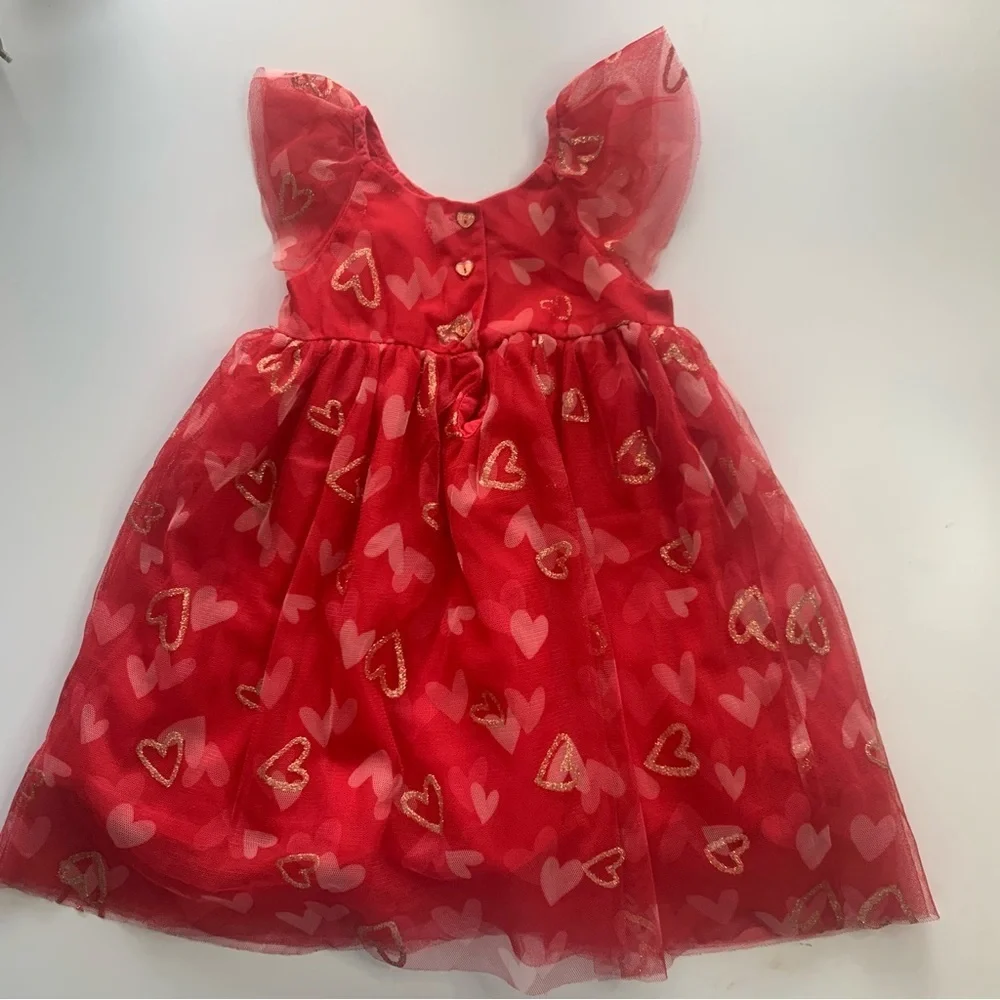 Isaac Mizrahi Red Heart Print Kids Dress